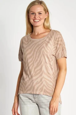 Zhrill Tops & Shirts*ZHRAHEL AOP TAUPE