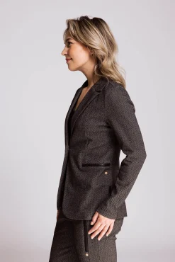 Zhrill Blazer*ZHSALMA LONG HERRINGBONE ANTHRA