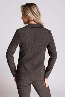 Zhrill Blazer*ZHSALMA LONG HERRINGBONE ANTHRA